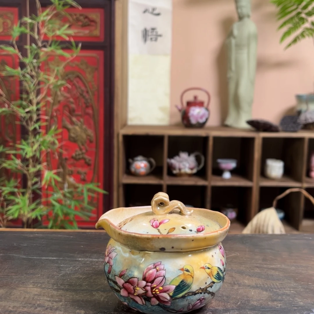 杯柴烧手工手绘陶瓷