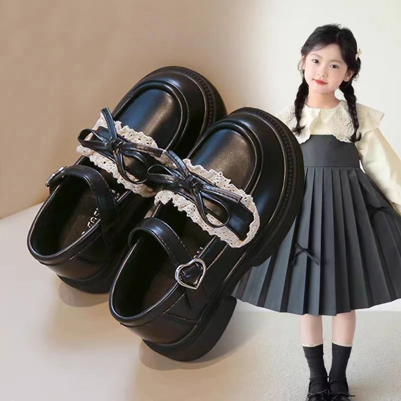 儿童皮鞋2025春夏新款女童公主鞋黑色中大童乐福鞋软底玛丽珍单鞋