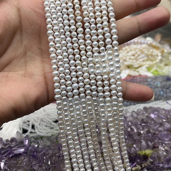 未镶嵌玛瑙/玉髓珠宝半成品一条4mm左右珍珠