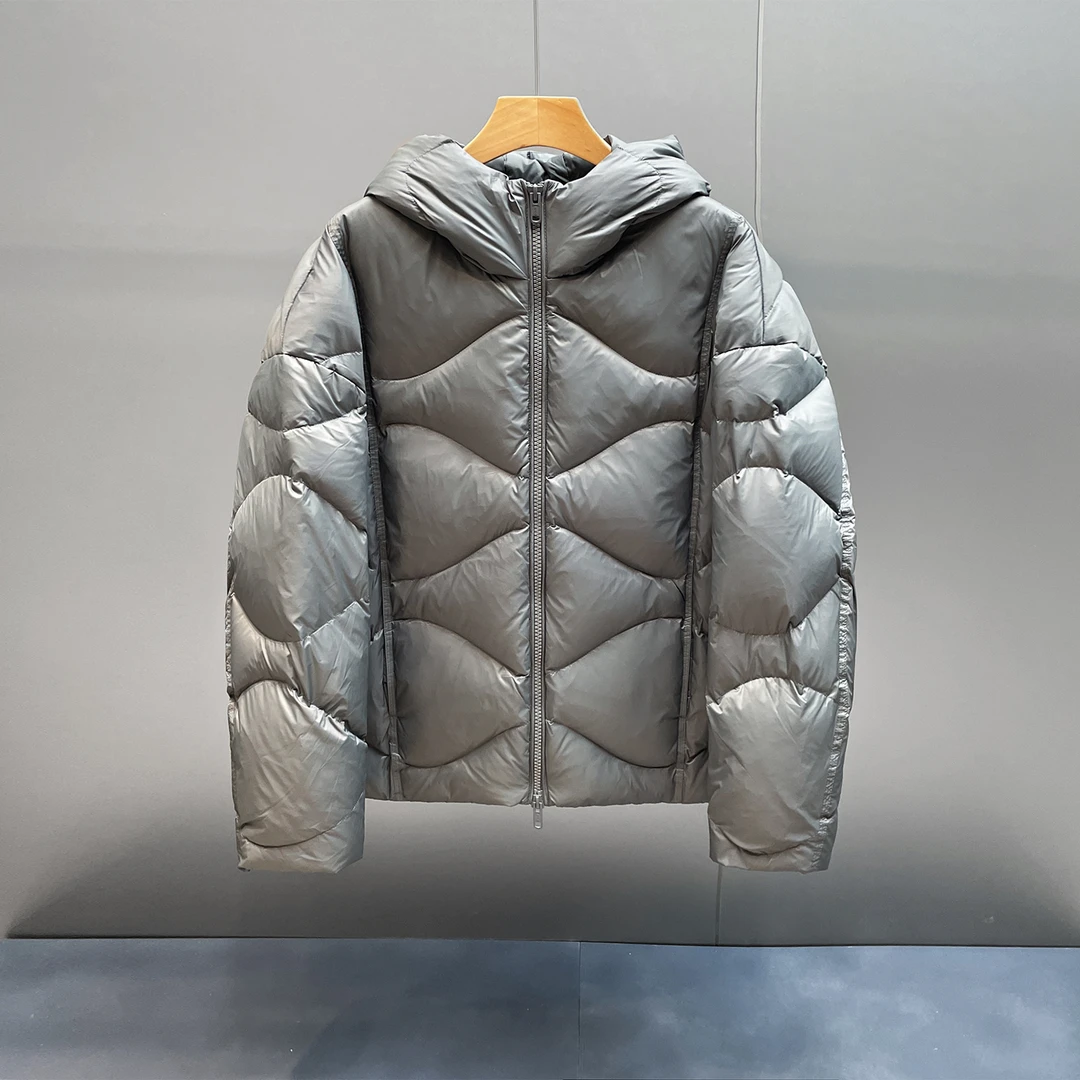 冬季男士加厚连帽鹅绒服简约百搭保暖休闲外套男时尚通勤宽松上衣