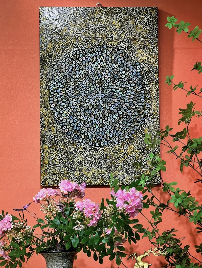 BK103简约轻奢入户玄关螺钿工艺贝壳挂画60*90CM