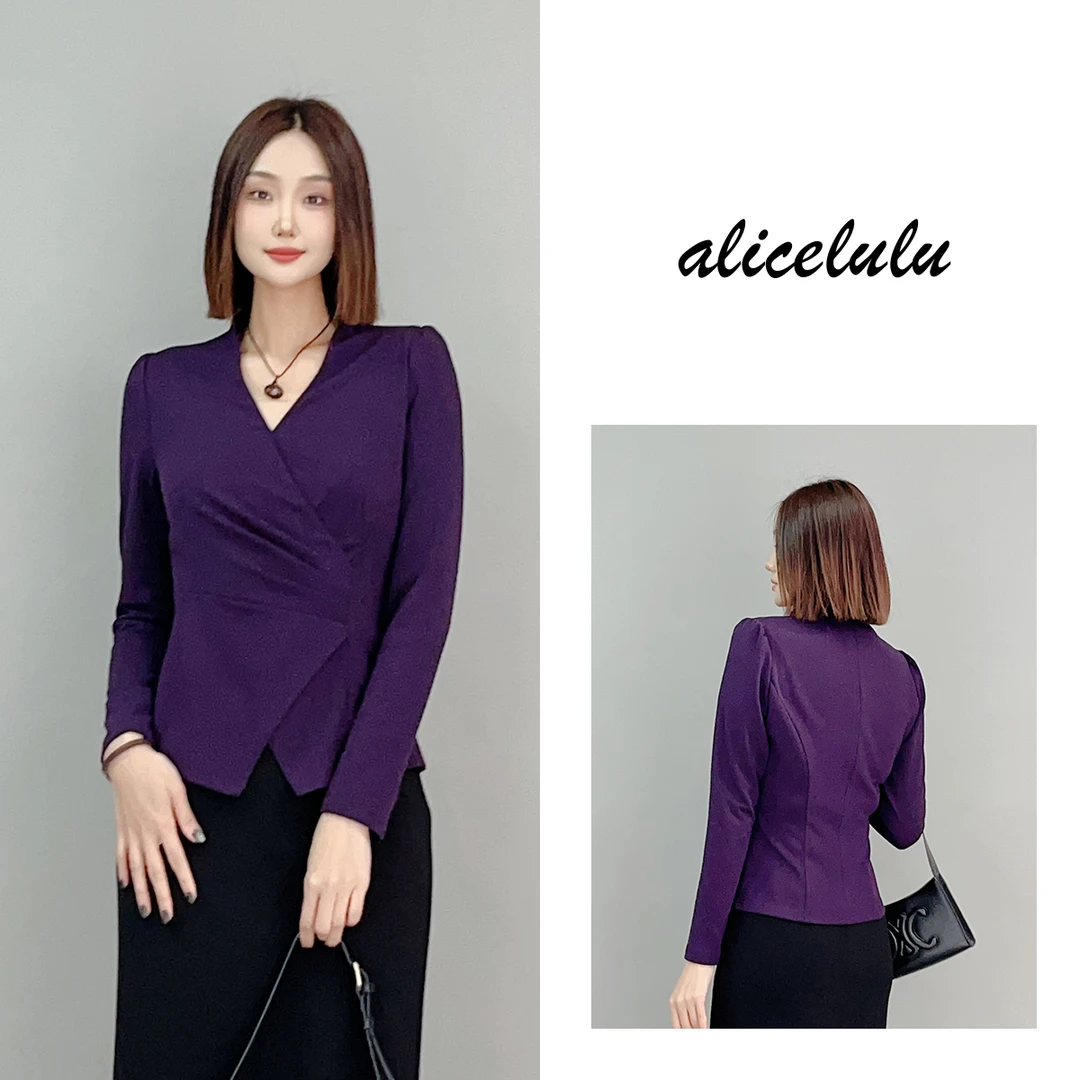4 ALICE “紫葡萄”衬衫 优雅通勤 捏褶显瘦 S2141639L