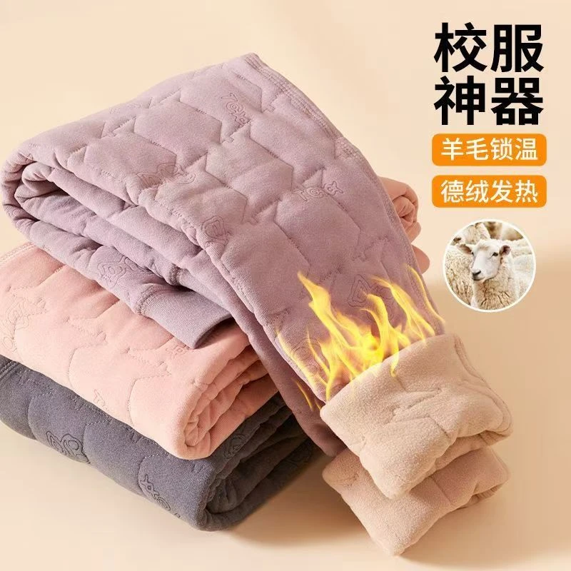 校服神器小学生秋冬季校器100%羊毛女童儿童秋裤保暖裤裤子女