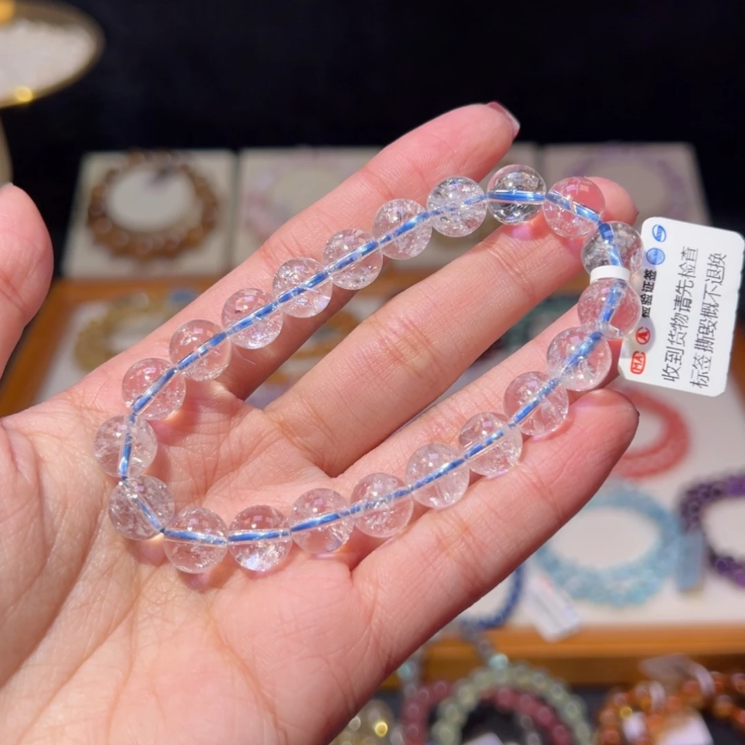 水晶手串未镶嵌M*9m收藏级彩虹白阿塞