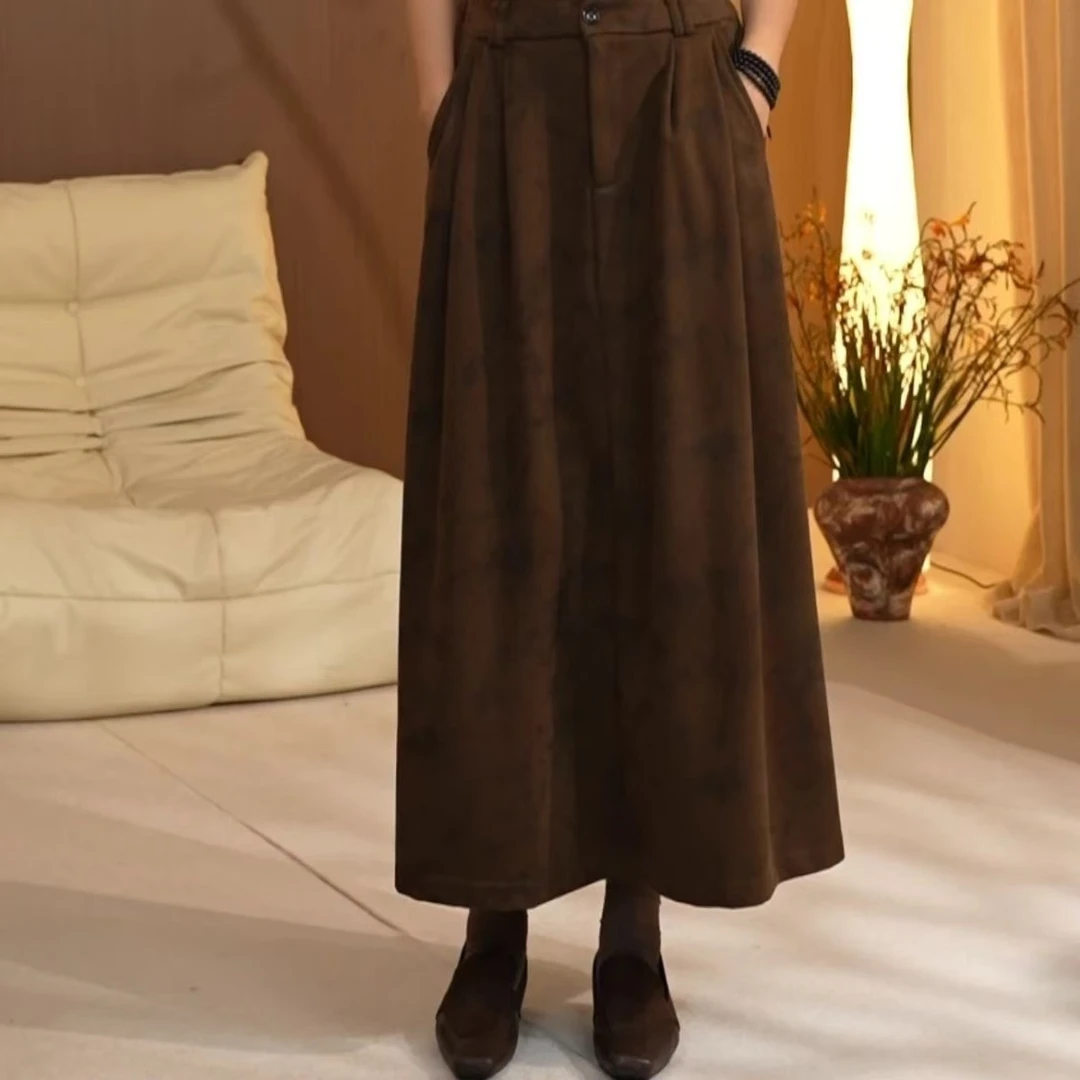 2冬季新款毛呢A字半裙时尚显瘦气质百搭洋气长款文艺女