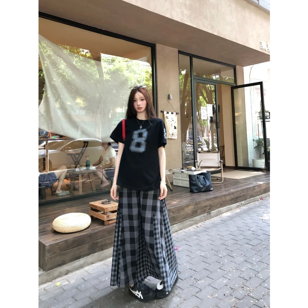 夏季休闲女宽松短袖T恤百搭设计感休闲上衣X3643