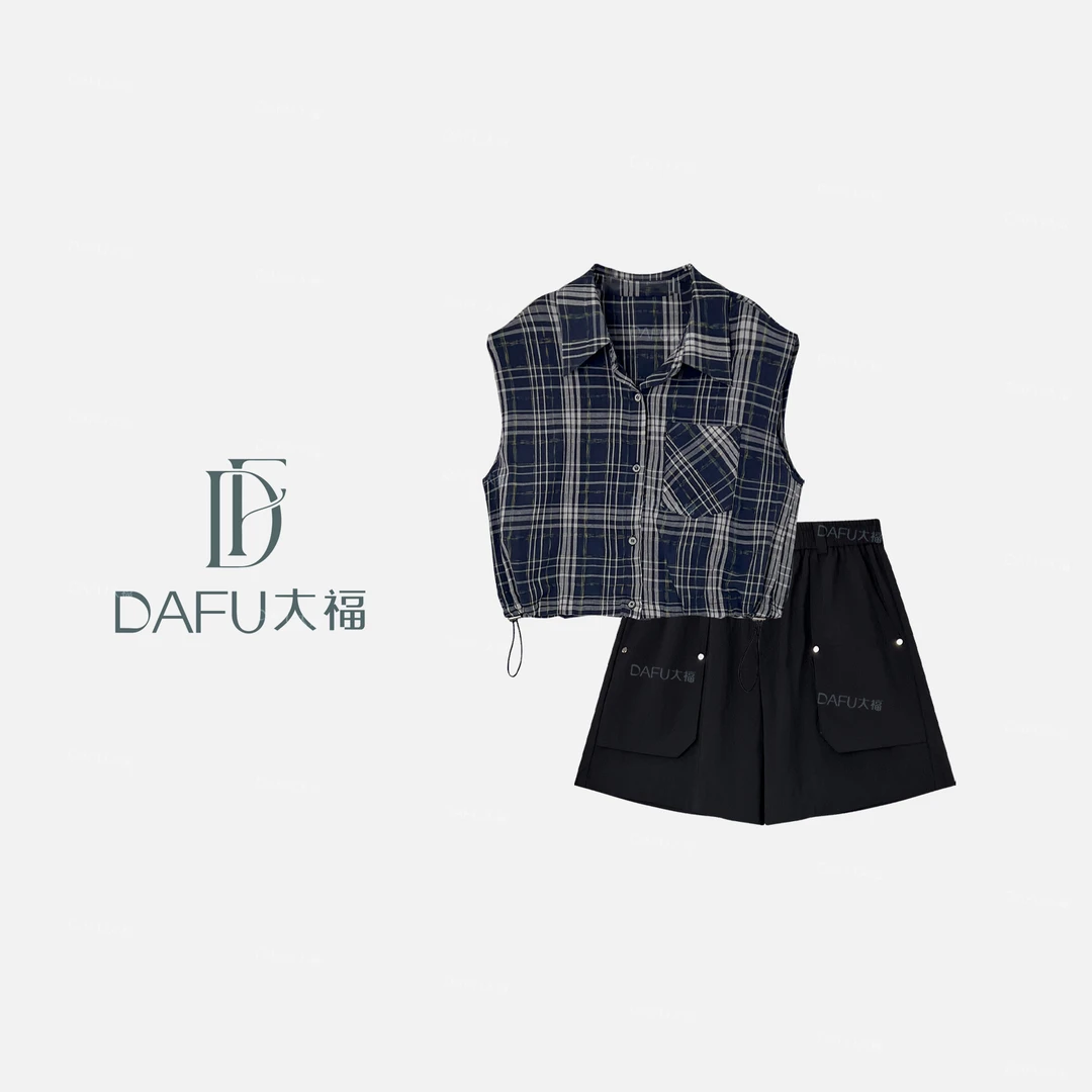【大福专属】2025夏季新款复古格子套装通勤休闲性价比两件套L681