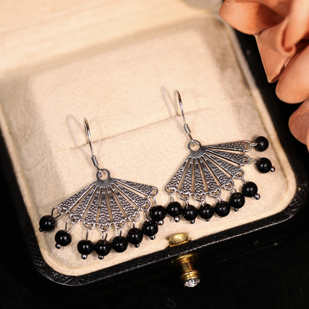 铜合金耳饰 【扇玥】轻奢时尚气质百搭高级小众设计感耳饰RH1017