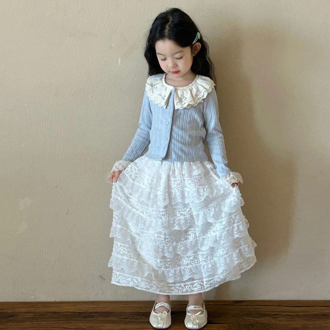 女童针织开衫2025春季新款中小童2-7岁韩版修身上衣儿童长袖外套