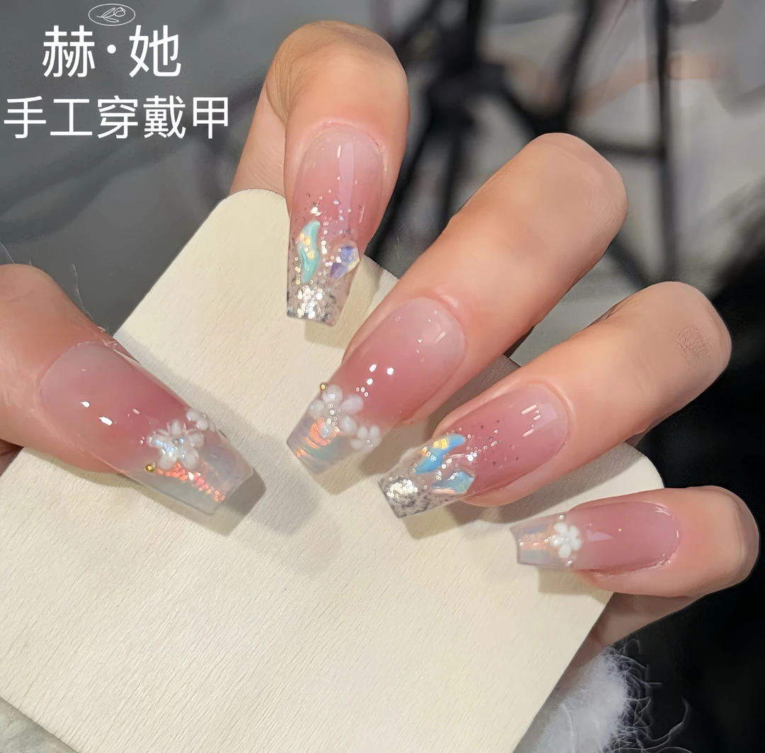 【春暖花开】春夏季新款高级氛围感腮红显白气质款 纯手工穿戴甲