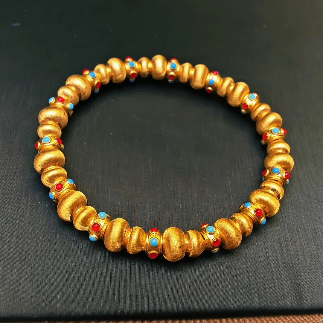 28#足金999 珐琅彩  跑环拉丝葫芦