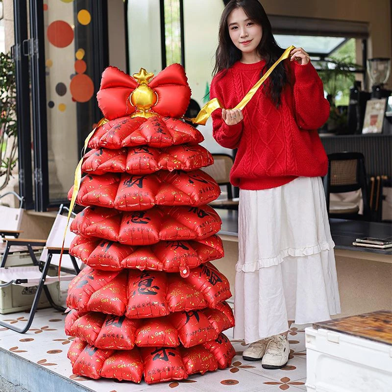 2026马年新年气球元旦仪式感装饰布置场景发财树许愿商场摆件氛围