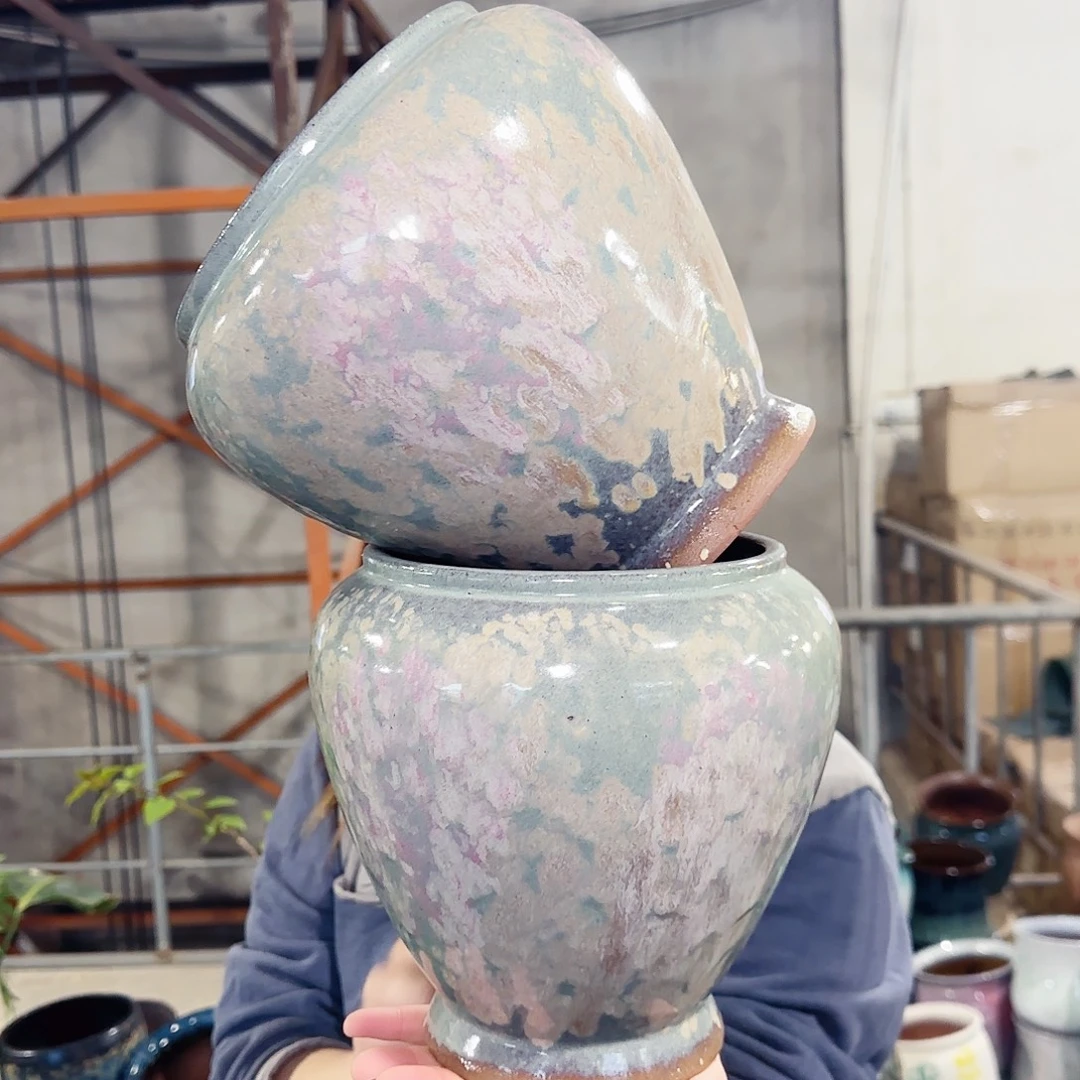 紫砂花盆高21口16