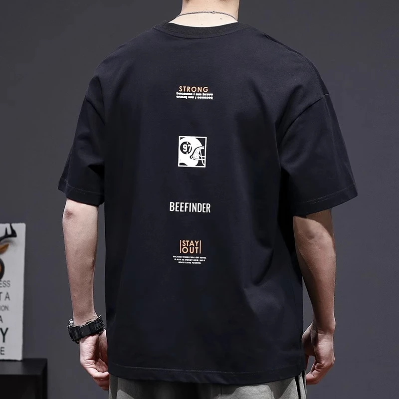 MR.MUDI/穆迪先生重磅300g短袖t恤男印花宽松潮牌加肥加大码休闲