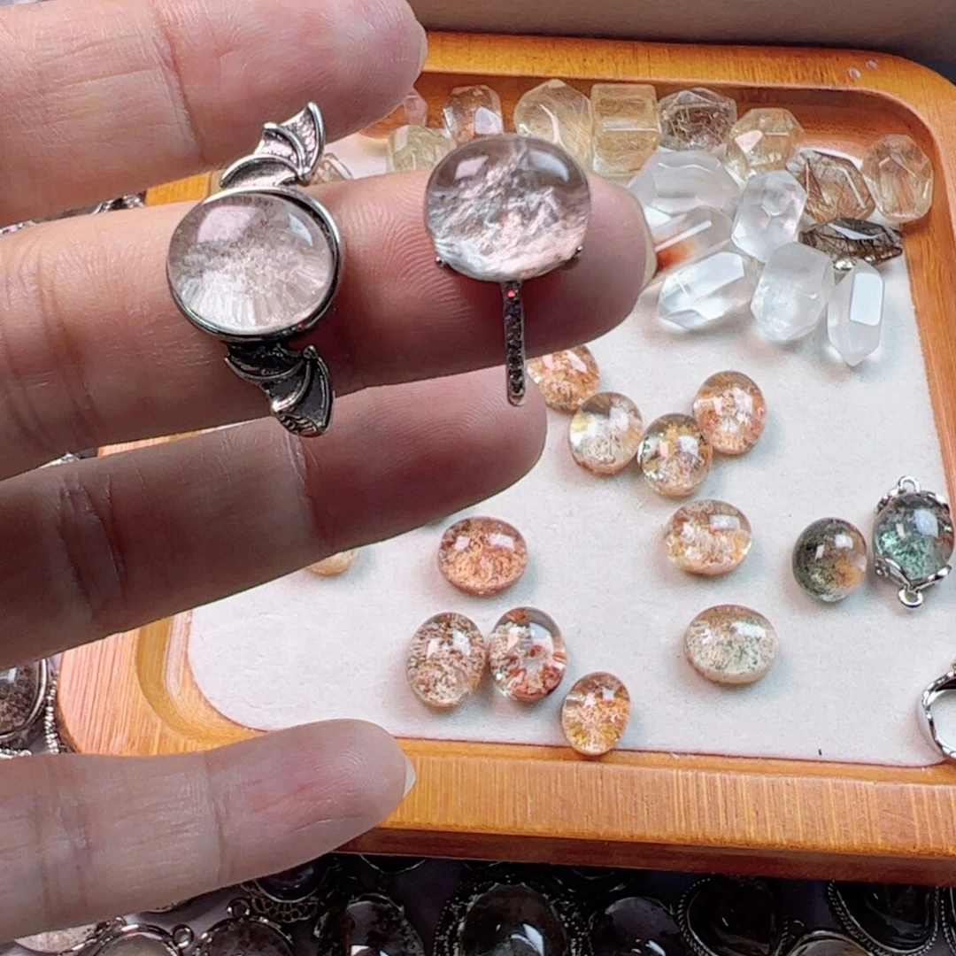 J***制水晶手链银S800镀金镶嵌