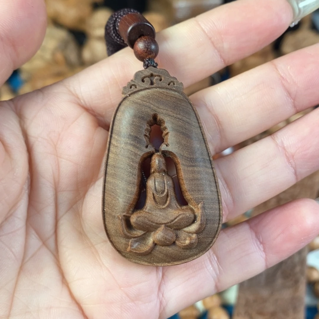 檀香木吊坠老山檀香横纹黑肉无相佛