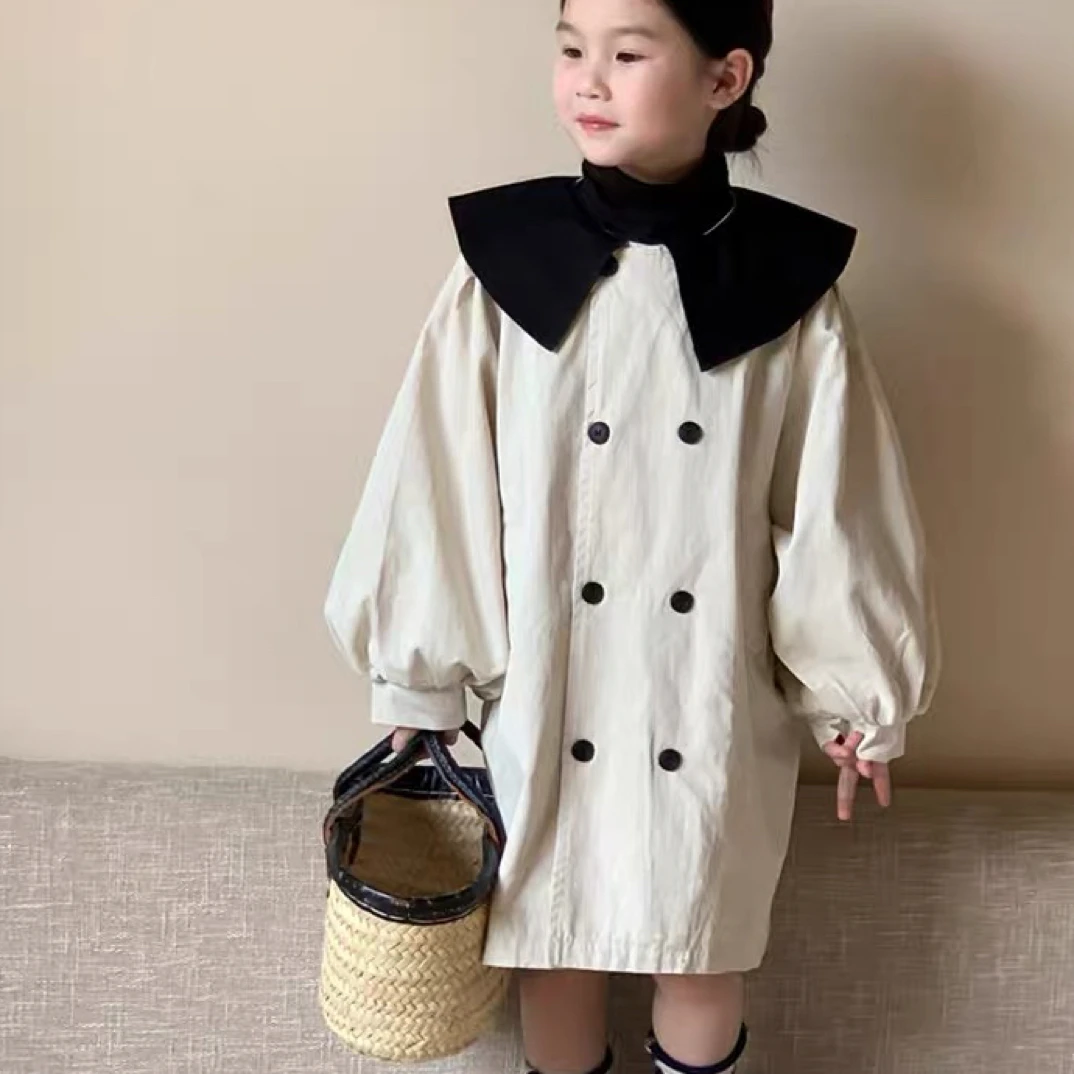现货清货！高密精梳棉！女童风衣中长款2025秋装新款儿童春秋外套
