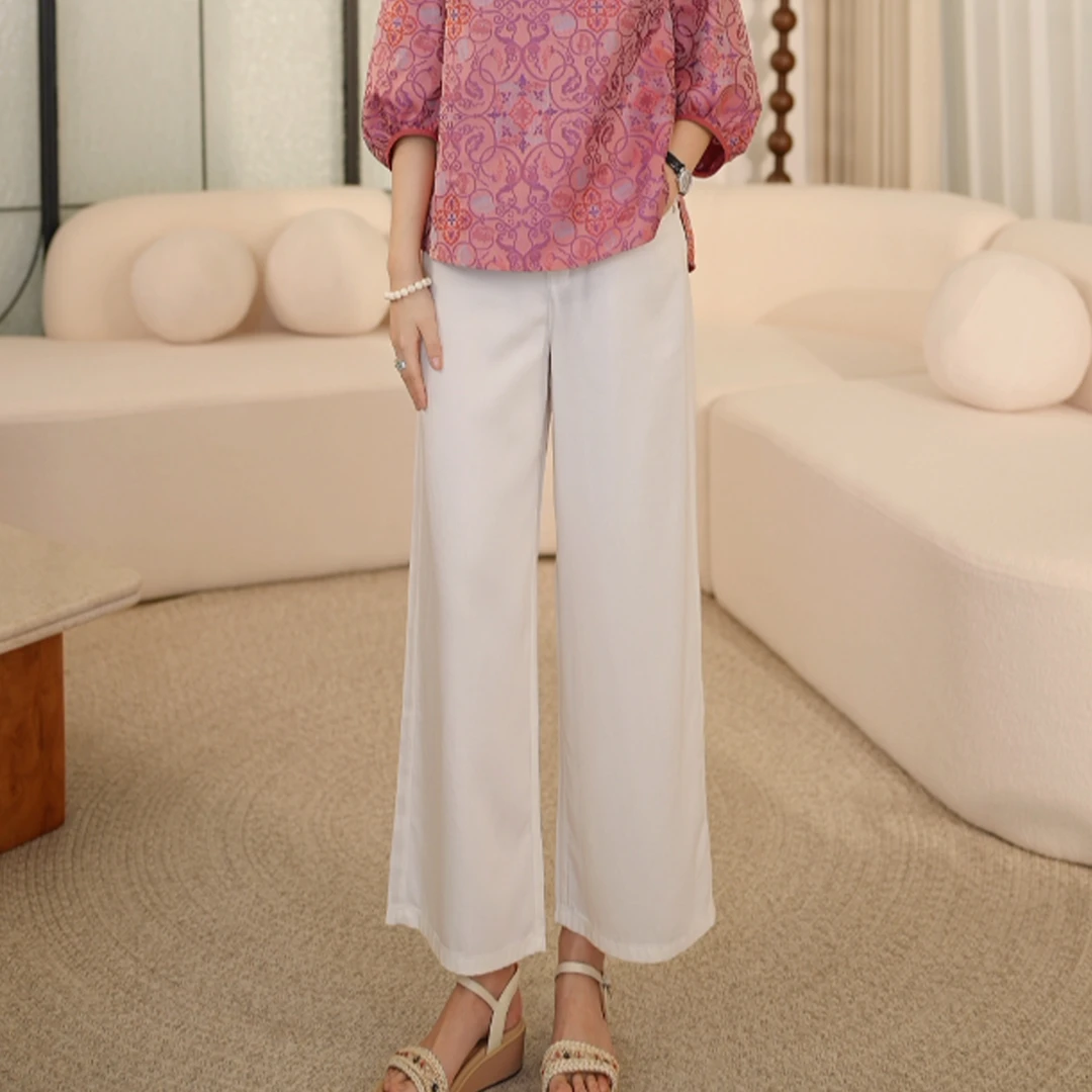 【空调裤】枫竺阿楠anan半松紧腰亚麻莱赛尔透气薄款百搭牛仔直筒裤