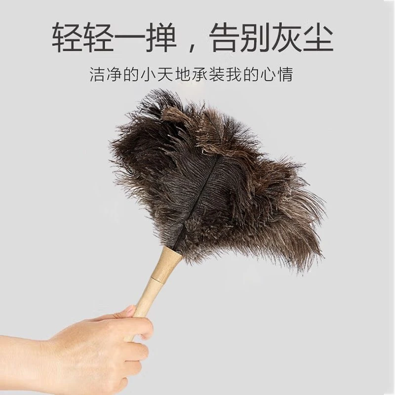 鸵鸟毛除尘逗猫掸老式清洁防静电短款穿搭扫灰手工鸵鸟毛掸子