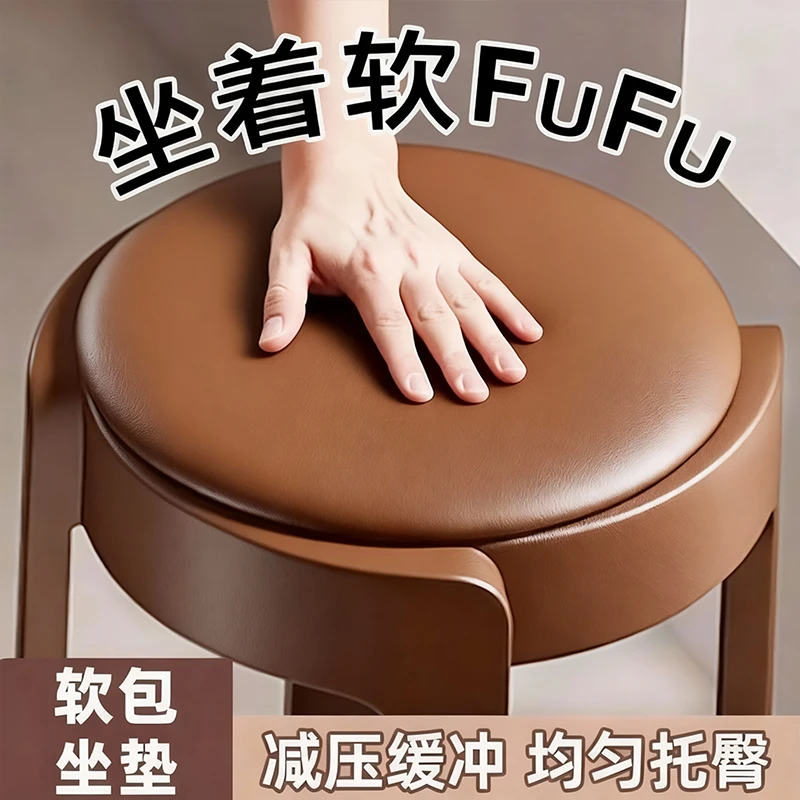 中古风软包塑料餐椅家用可叠放休闲椅结实耐用餐桌专用吃饭餐凳子
