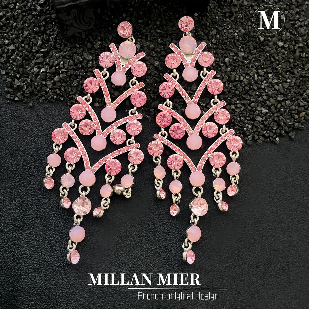 MillanMier 铜合金玻璃耳饰 【粉圣诞】原创设计时尚气质灵动耳环