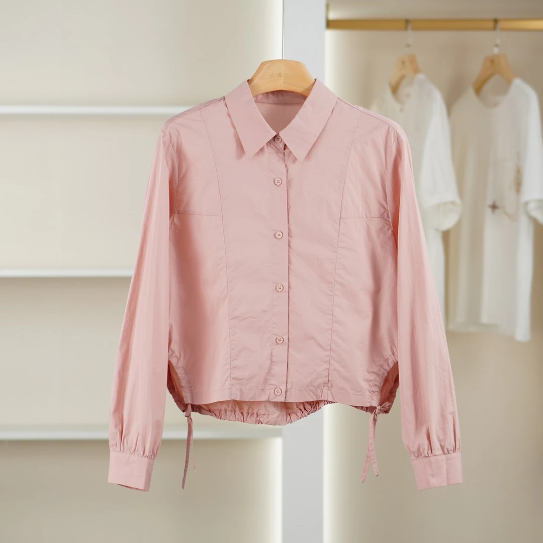 麦迪尚品【夕Y】5090930 含棉纯色百搭长袖衬衫春秋女装品牌折扣