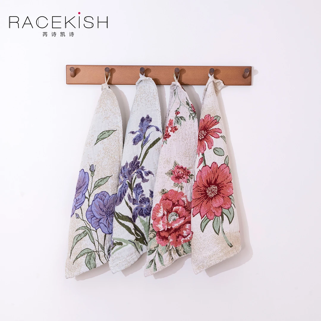 Racekish加大加厚棉麻方巾25*50cm多功能家用纱布毛巾挂式