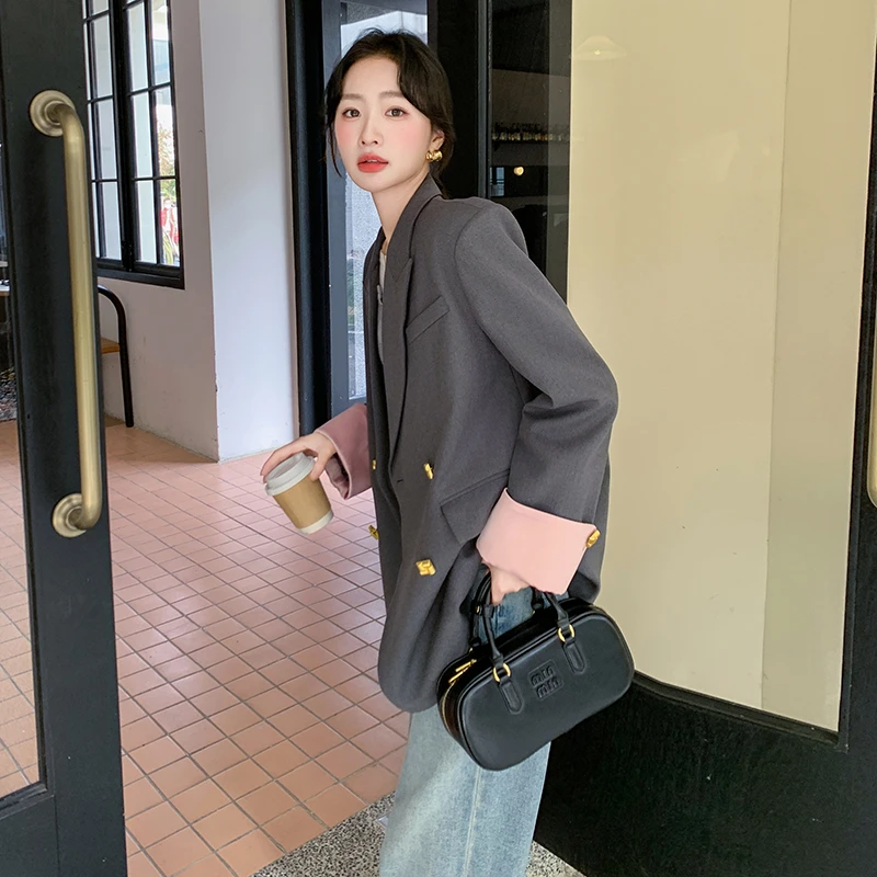 松弛感西装外套女2025春秋新款小众休闲韩系穿搭酷飒阔版时髦西服