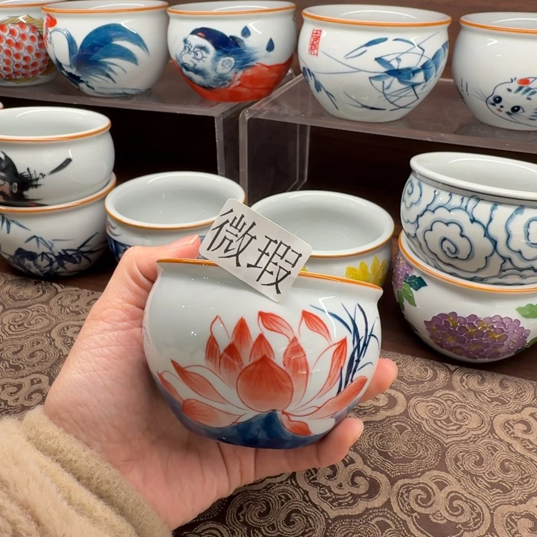 釉下手绘茶具微瑕