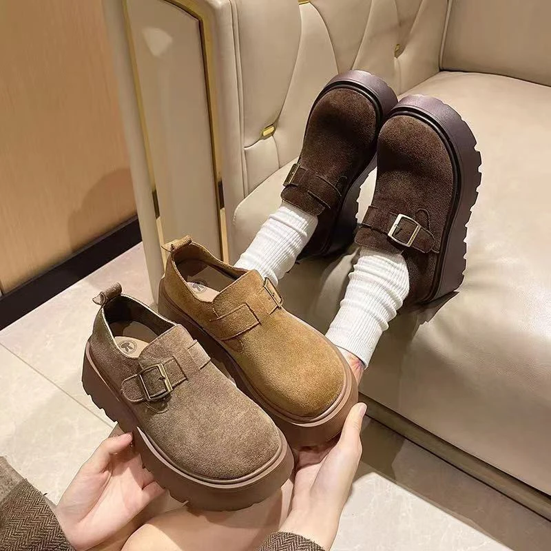 982勃肯鞋女2025新款春季百搭复古增高松糕鞋一脚蹬博肯乐福单鞋