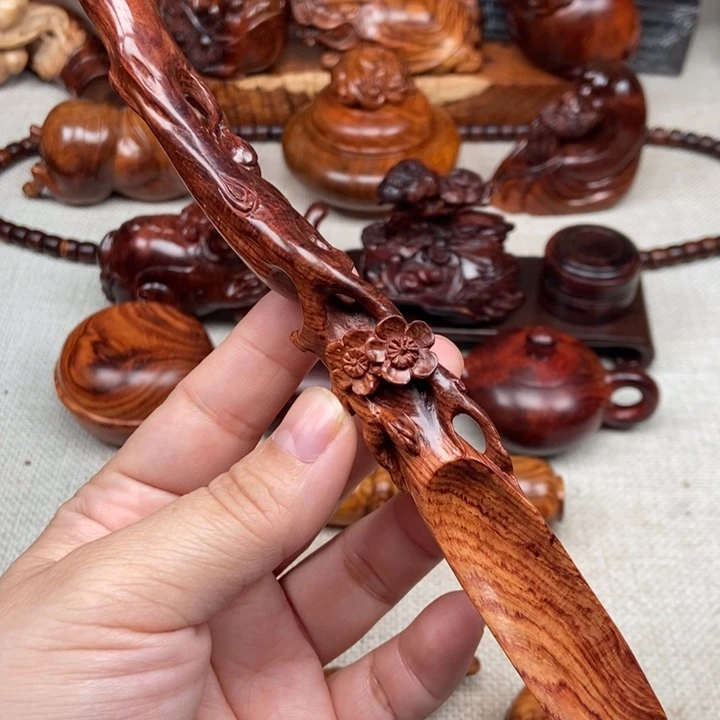 把件黄花梨/降香黄檀梅花茶铲