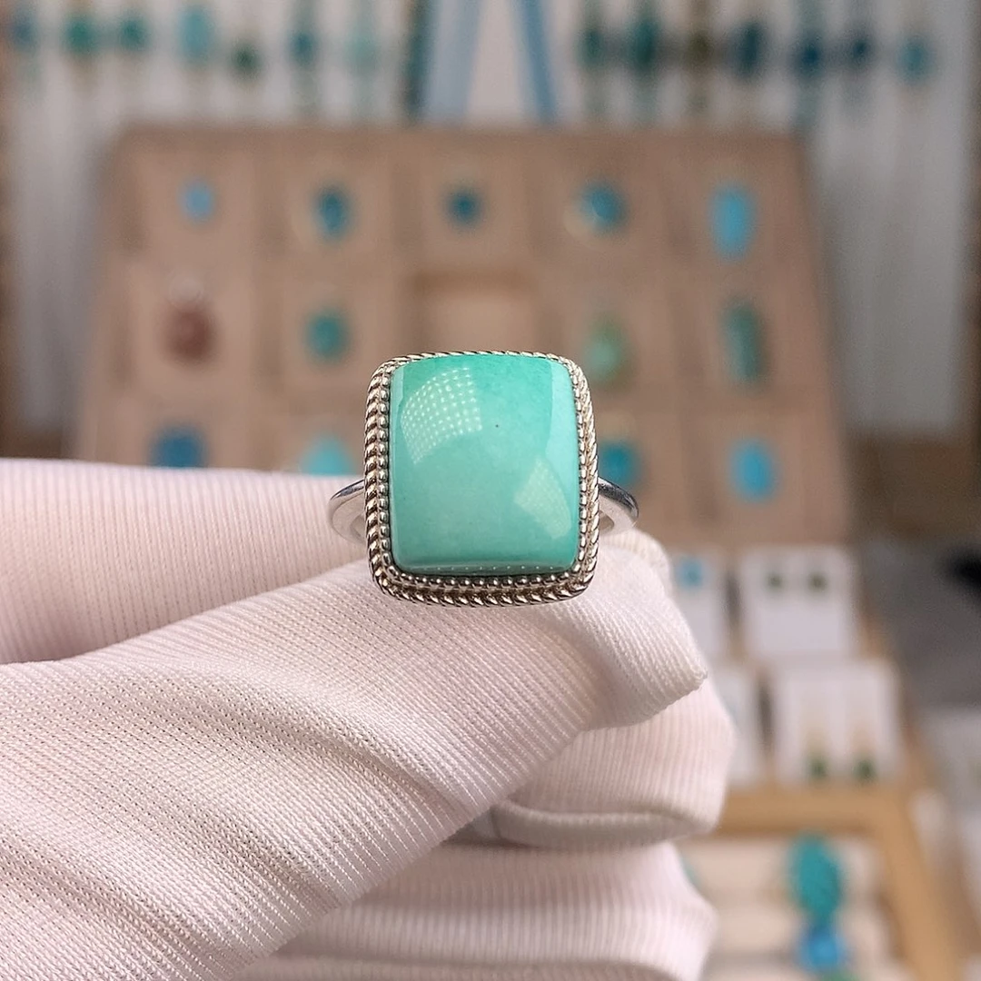 绿松石银S925镶嵌戒指