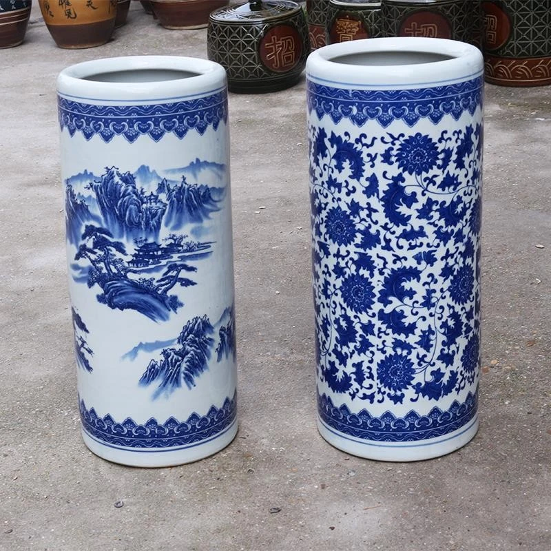 景德镇陶瓷花瓶瓷器花插青花瓷箭筒卷轴缸书画筒字画缸帽筒雨伞桶