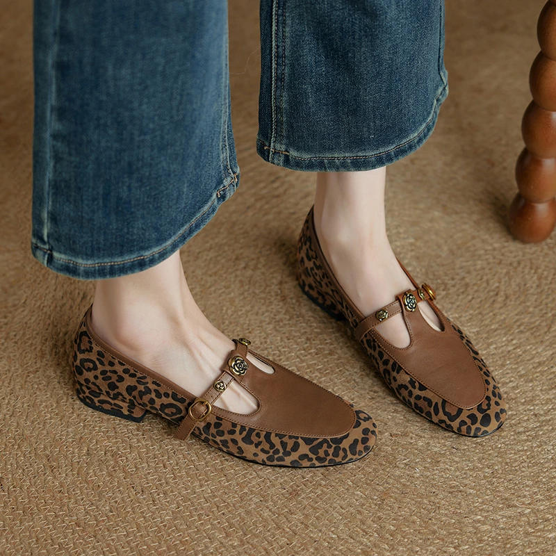 牛皮2公分/百搭复古低跟舒适玛丽珍鞋女春季新款软底浅口单鞋