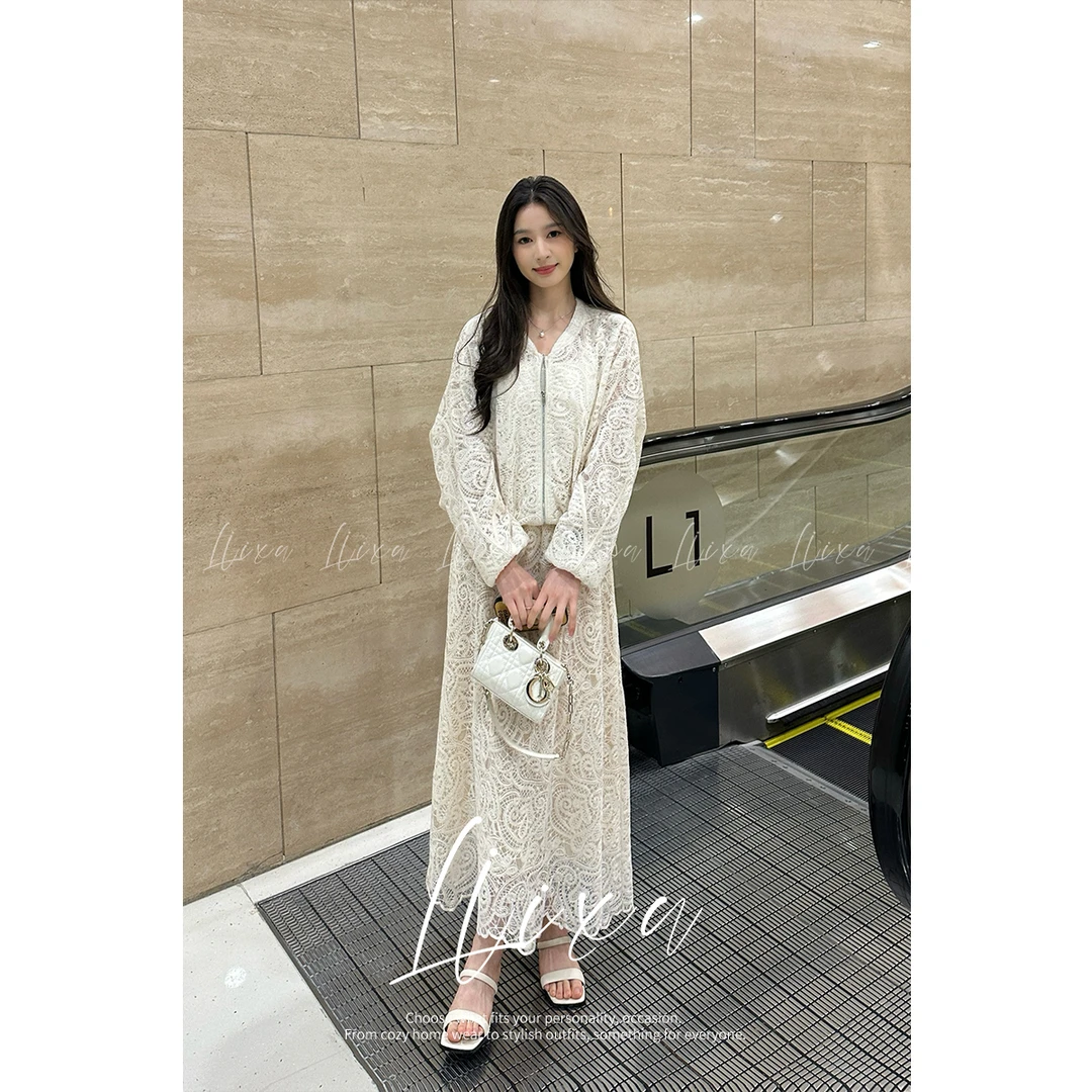 LiixuSP镂空蕾丝外套宽松透气小个子防嗮衣半身裙两件套L51TZ135