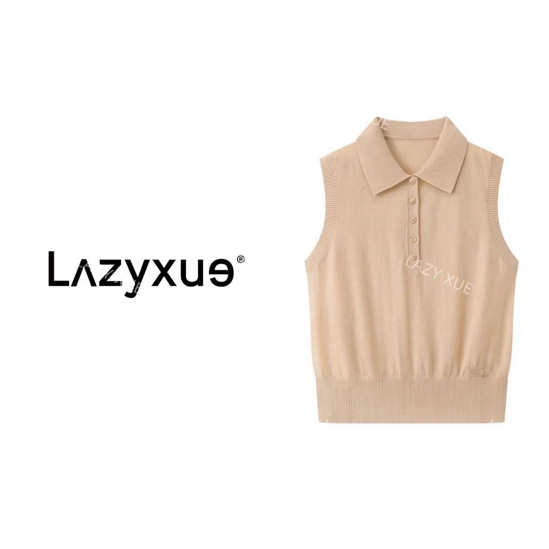 LAZYXUE薛懒懒/""复古老钱风POLO领休闲百搭针织无袖上衣 2555