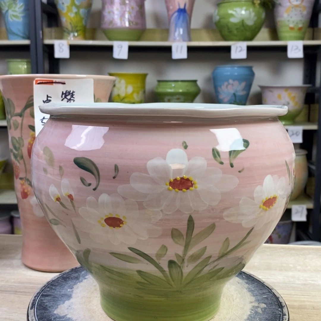 景德镇手工手绘陶瓷花盆