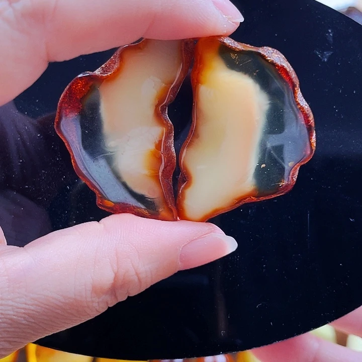 琥珀未镶嵌裸石一对切片