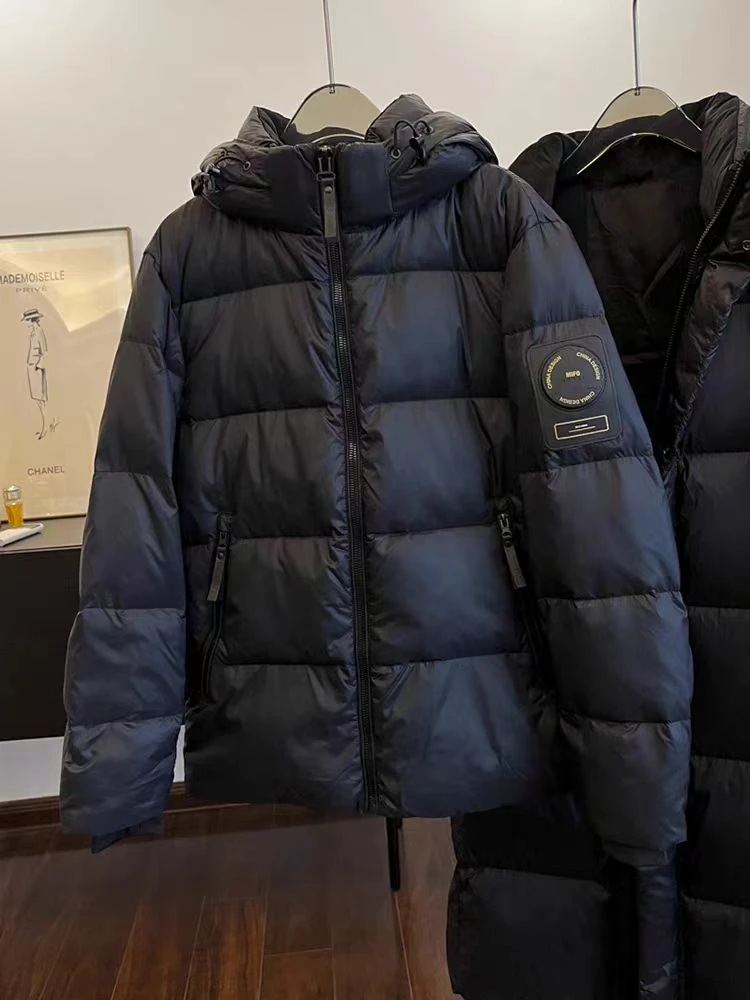 A163#冬季锁温暖背男女同款黑金鹅绒服加厚保暖休闲连帽外套