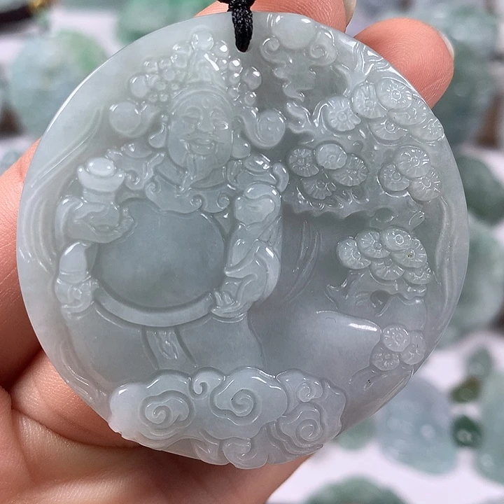 翡翠未镶嵌颈饰山水财神爷福利