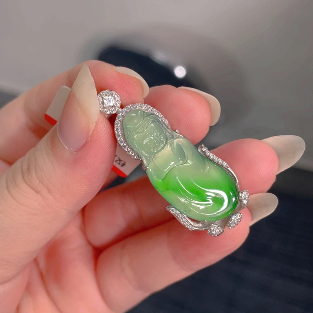 翡翠银S925镶嵌吊坠(不含链)