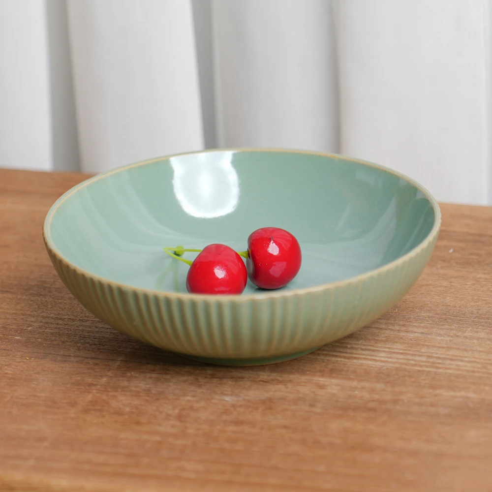 【瑕疵】釉下彩陶瓷碗沙拉碗高颜值窑变浅绿拉面碗家用D2B