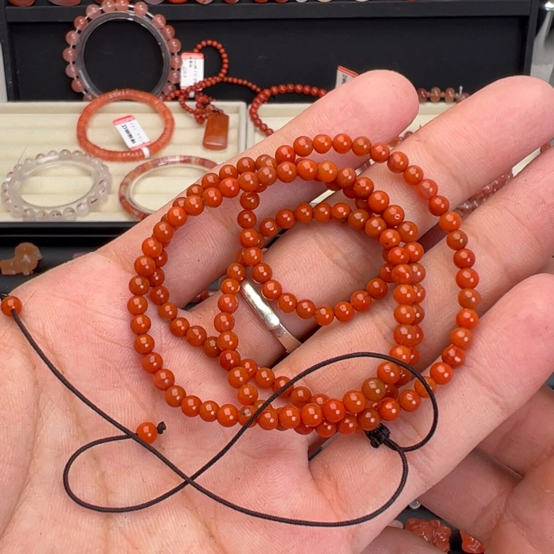 南红玛瑙未镶嵌颈饰柿子红锁骨链3mm+