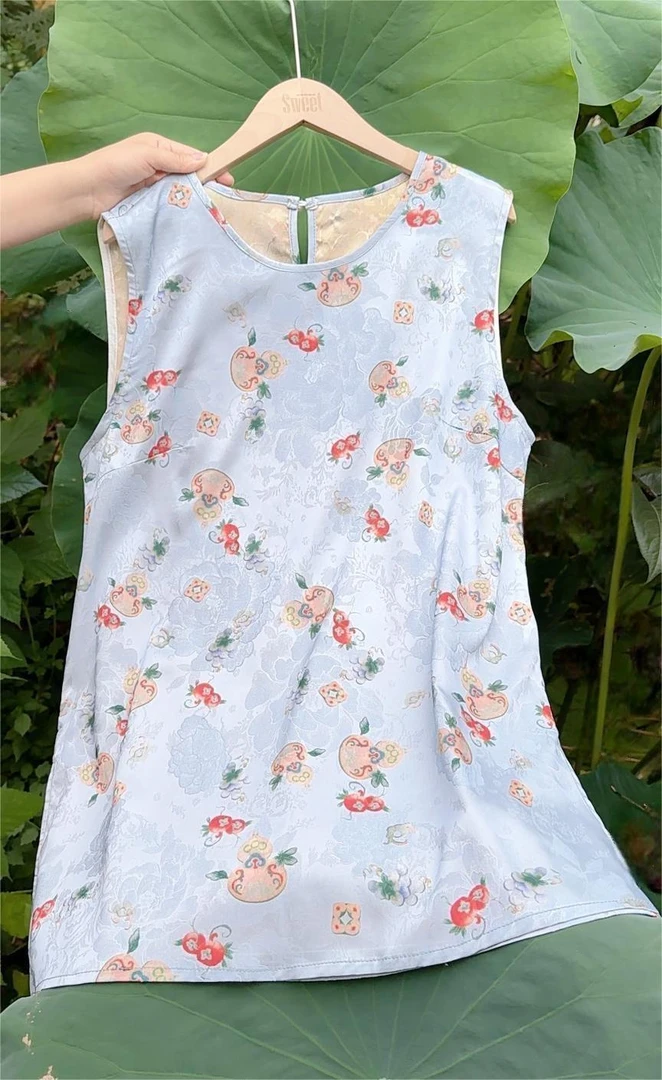 新中式桑蚕丝薄款圆领无袖2025女装夏季中国风