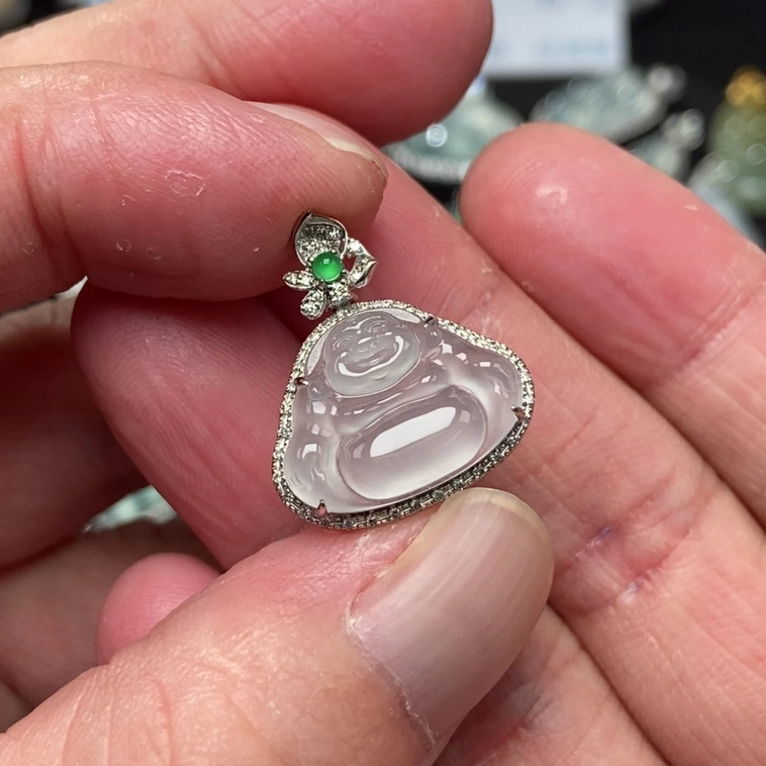 吊坠(不含链)18K金镶嵌翡翠佛公