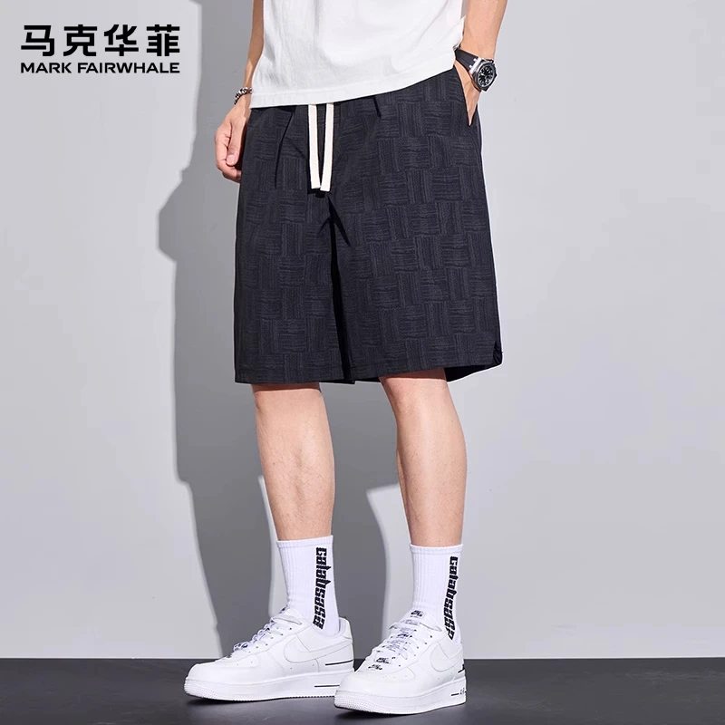 马克华菲休闲短裤男士夏季薄款透气凉感新款宽松直筒阔腿五分裤子