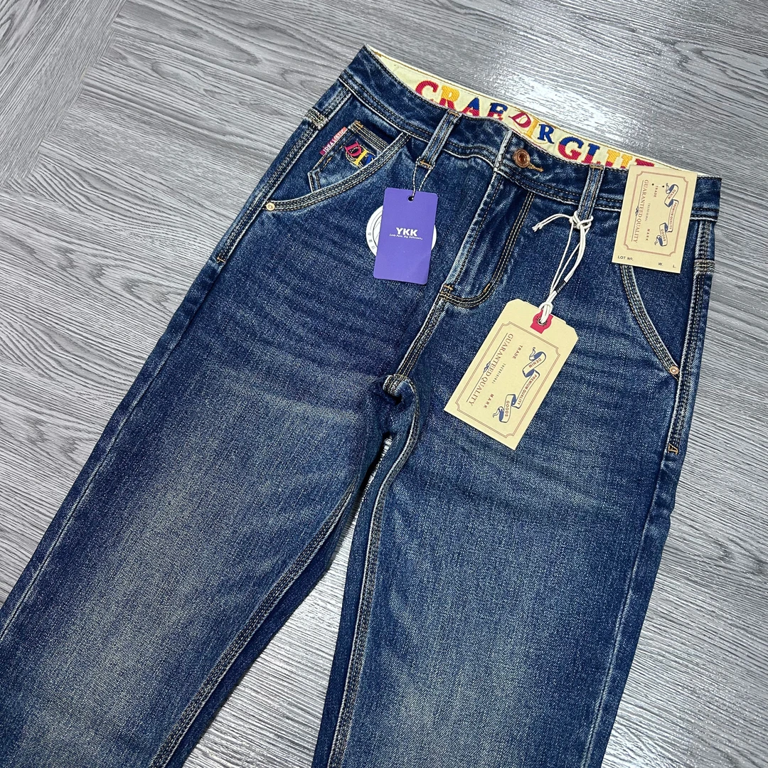 新款大牛系列四季重磅复古蓝潮流男牛仔裤弹力修身小直筒九分裤