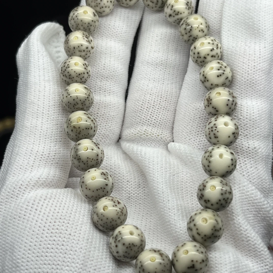 石玉料骨瓷白单凤眼跑道一线天10圆珠，原生态星月菩提，一物一图