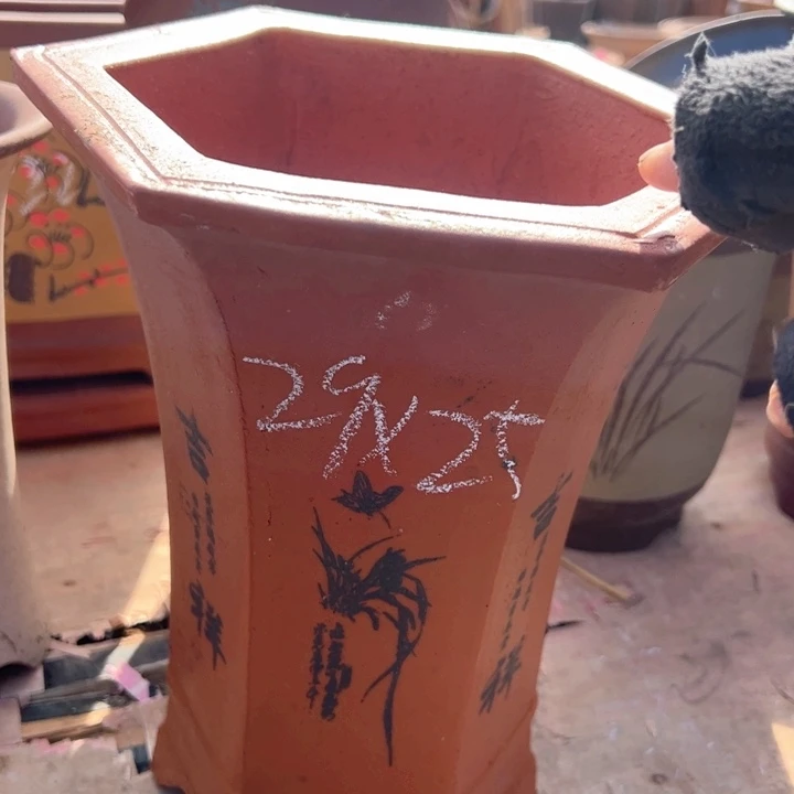 红陶紫砂兰花盆微瑕