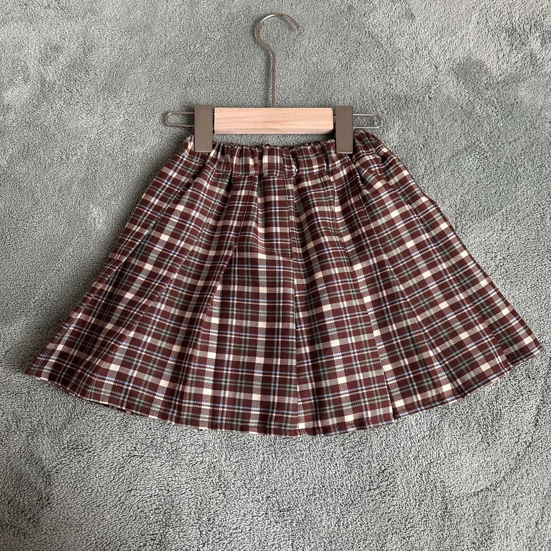 （亲子）女童格子短裙秋冬新款宝宝时髦休闲A字百褶裙子洋气半身裙